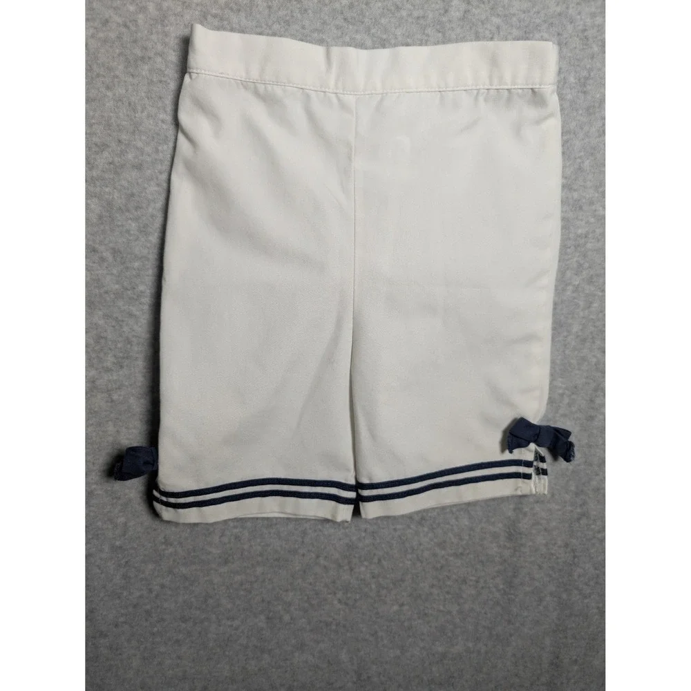 Good Lad Nautical Sailor Set White Navy Blue Bow Shorts 18M Toddler Girl Vintage